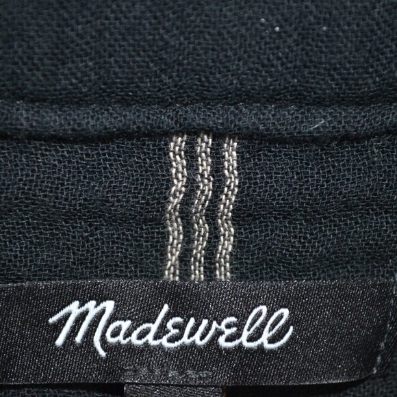 Madewell Light Spun Evert Windowpane Long Sleeve V Neck 1/2 Button Down Blouse S - Picture 10 of 10